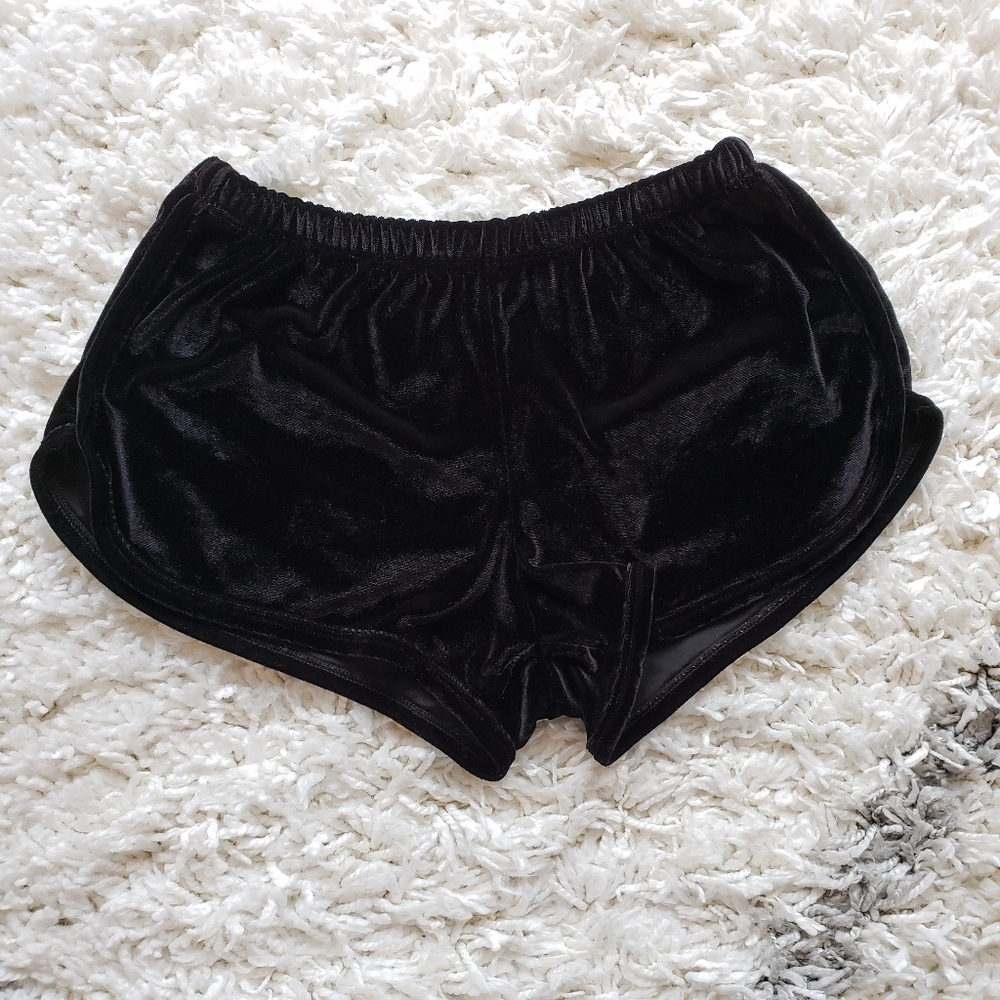 Brandy Melville Black Velour Track Shorts
